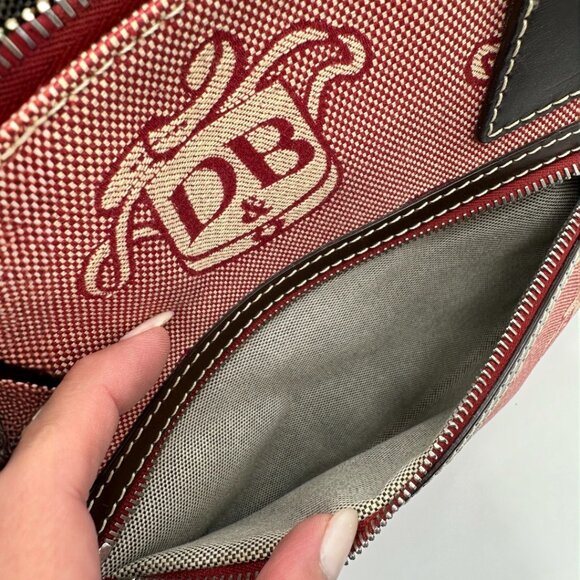 Vintage Dooney & Bourke Domed Crest Canvas/Leather Satchel + Key Fob - Picture 3 of 15